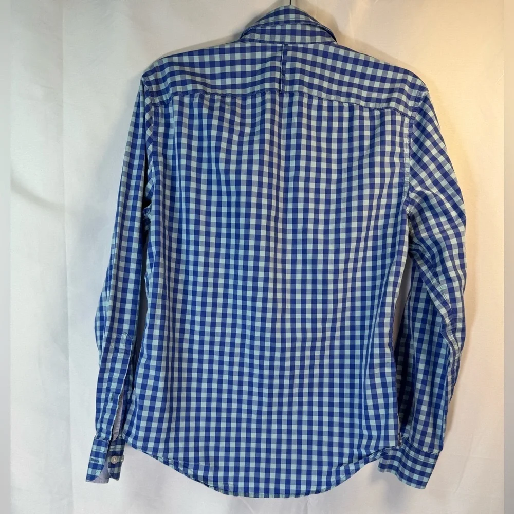 Banana Republic Lux Stretch Poplin Men's Blue & Mint Green Long Sleeve Shirt S